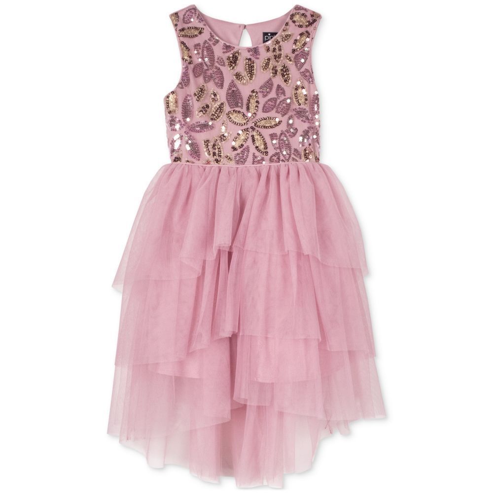 Pink & Violet Multi Floral Sequin Hi-Lo Dress Mauve‎ Size 4